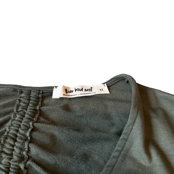 Three Bird Nest Intentions Open-Back Jumpsuit Stretchy Wide Leg Ruffle Size XL - Picture 7 of 13